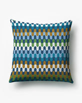 Puzzles Blue & Cognac Woven Throw Pillow by Jonathan Adler