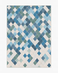 Diamond Mosaic Blue Flatwoven Rug