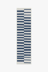 Offset Stripe Navy Outdoor Rug