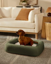Olive Green Boucle Bolster Pet Bed