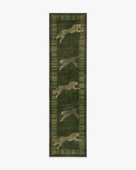 Leaping Cheetah Olive Green Rug by Scalamandré