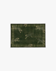 Leaping Cheetah Olive Green Rug by Scalamandré