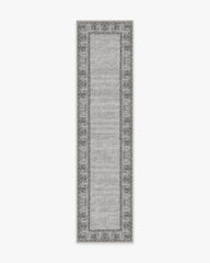 Vintage Daisy Bordered Grey Rug