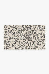 Block Party Black & Ivory Flatwoven Rug by Keith Haring