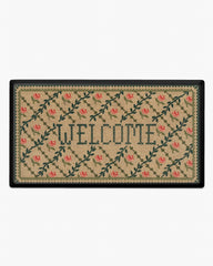 Welcome Trellis Green & Pink Large Doormat by Anthropologie