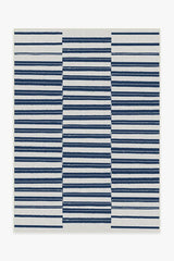 Offset Stripe Navy Outdoor Rug
