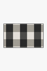 Gingham Plaid Black & White Outdoor Rug