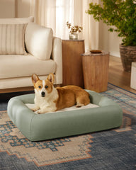 Sage Green Woven Bolster Pet Bed