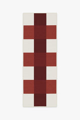 Gingham Plaid Red & White Outdoor Rug