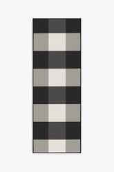 Gingham Plaid Black & White Outdoor Rug