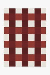 Gingham Plaid Red & White Outdoor Rug