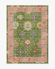 Mehr Green & Soft Pink Outdoor Rug
