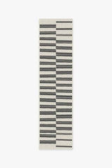 Offset Stripe Black Outdoor Rug