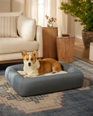 Stone Grey Woven Bolster Pet Bed