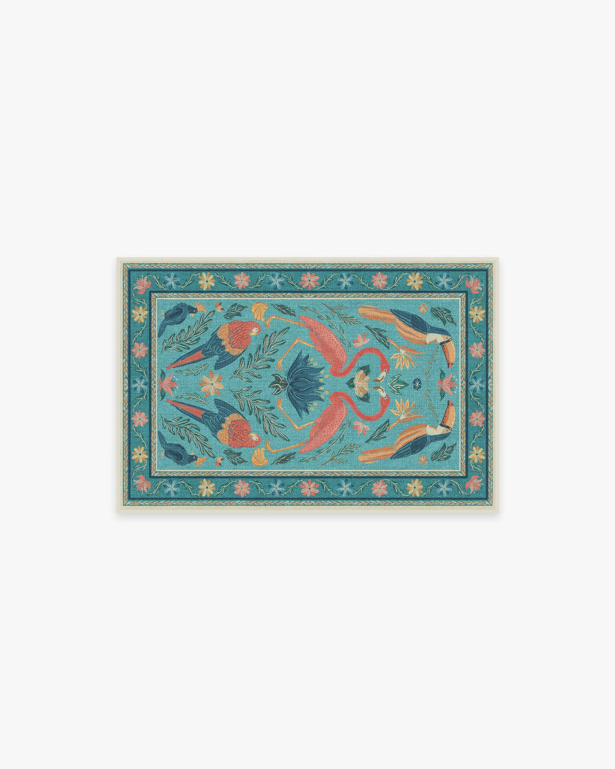Birds Of A Feather Aqua Rug by Iris Apfel