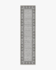 Vintage Daisy Bordered Grey Flatwoven Rug