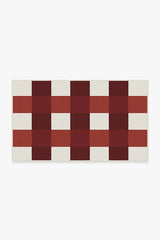 Gingham Plaid Red & White Outdoor Rug