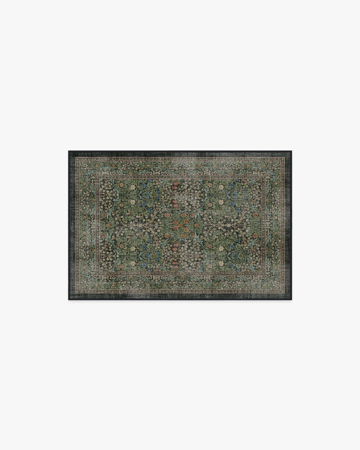 Blackthorn Forest Green Flatwoven Rug by Morris & Co.