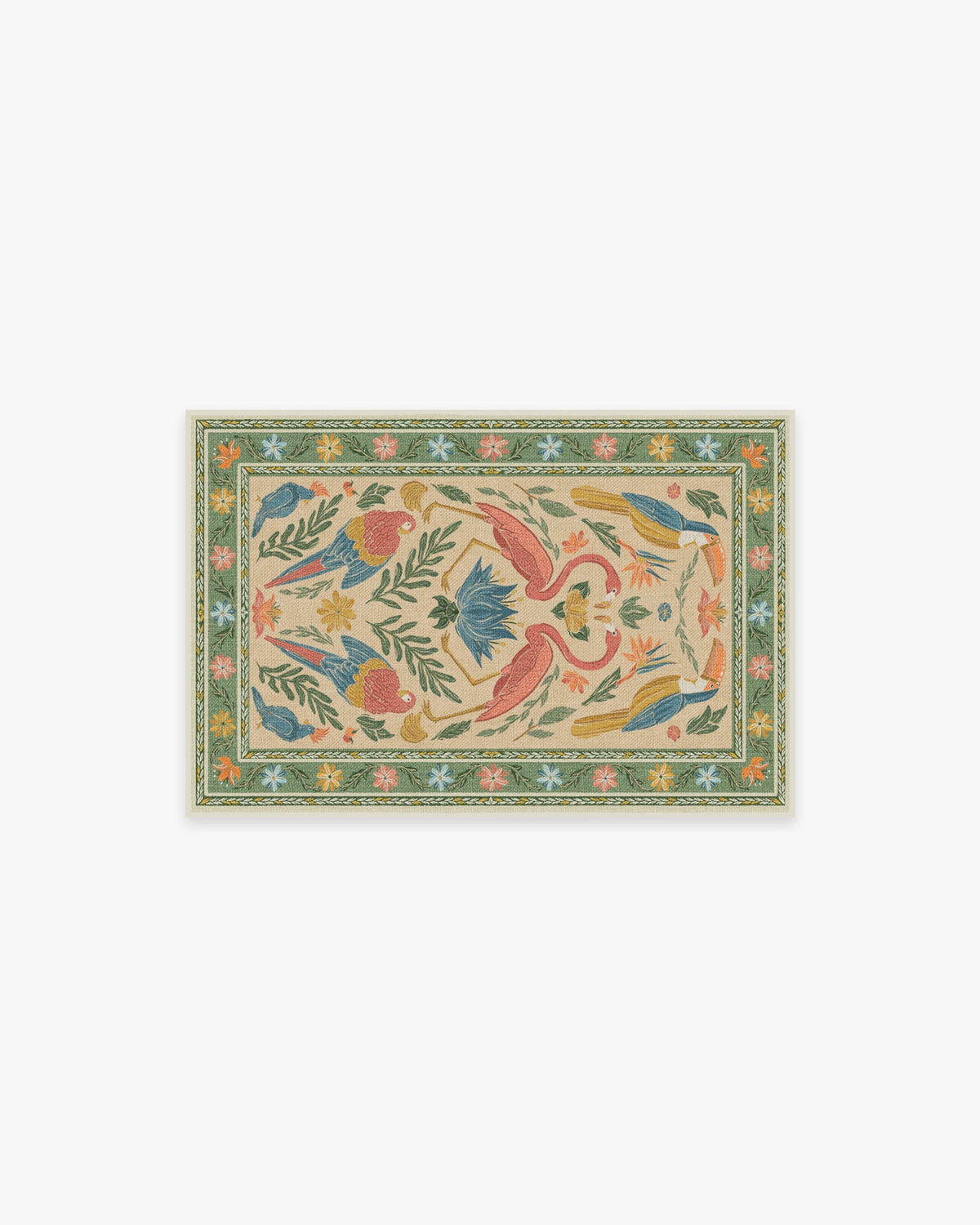 Birds Of A Feather Green & Peach Rug by Iris Apfel