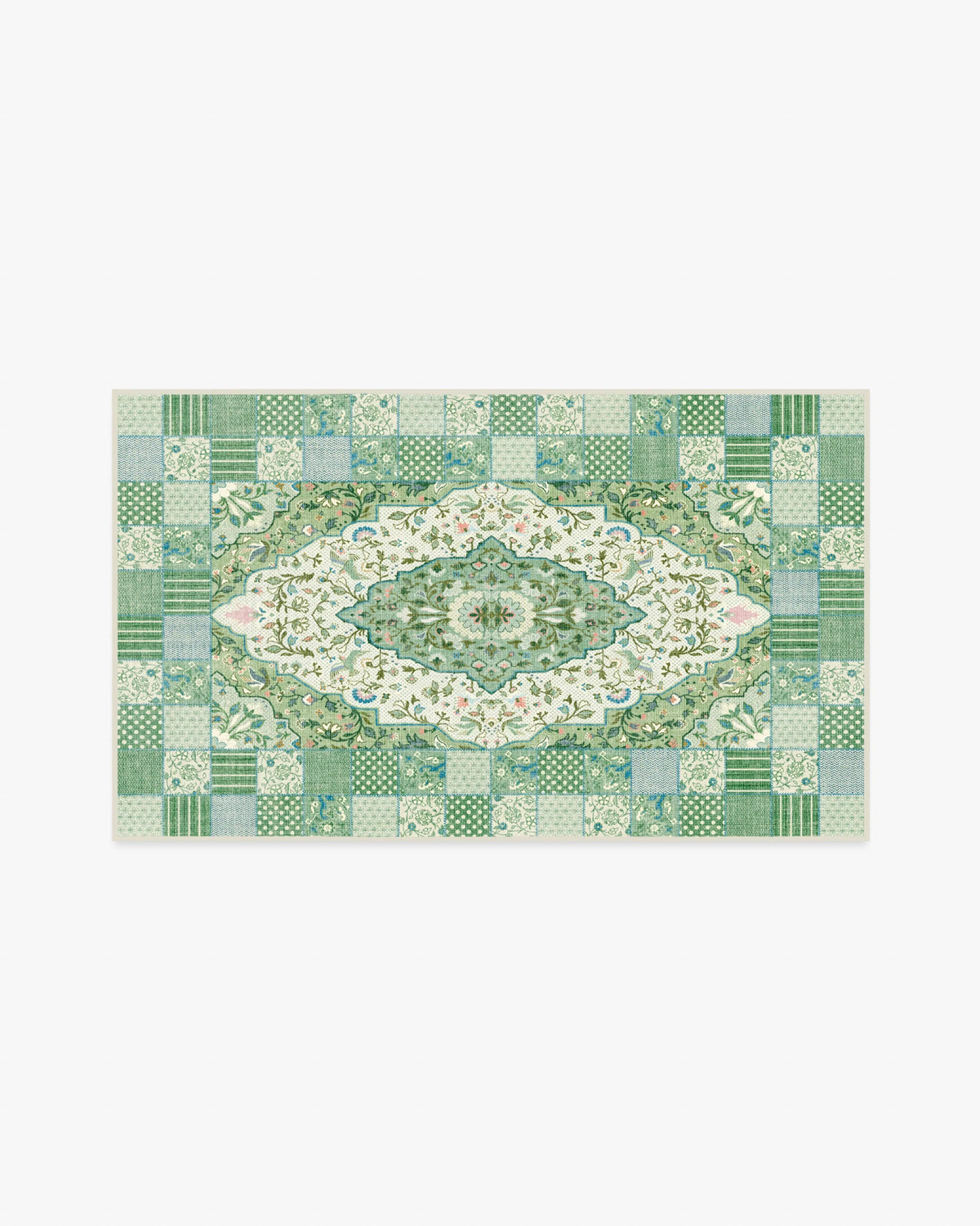 Playful Patchwork Green Rug