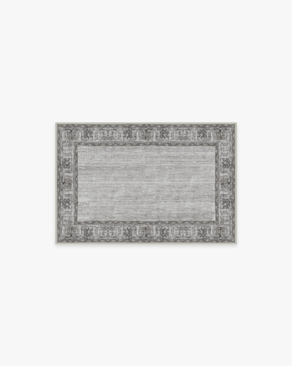 Vintage Daisy Bordered Grey Flatwoven Rug