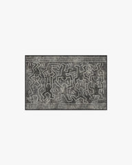 Balancing Act Black Flatwoven Rug by Keith Haring