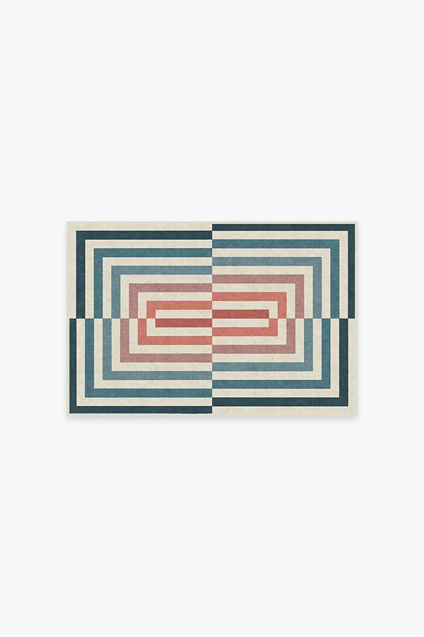 Op Art Teal Flatwoven Rug by Jonathan Adler