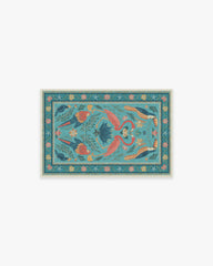 Birds Of A Feather Aqua Flatwoven Rug by Iris Apfel