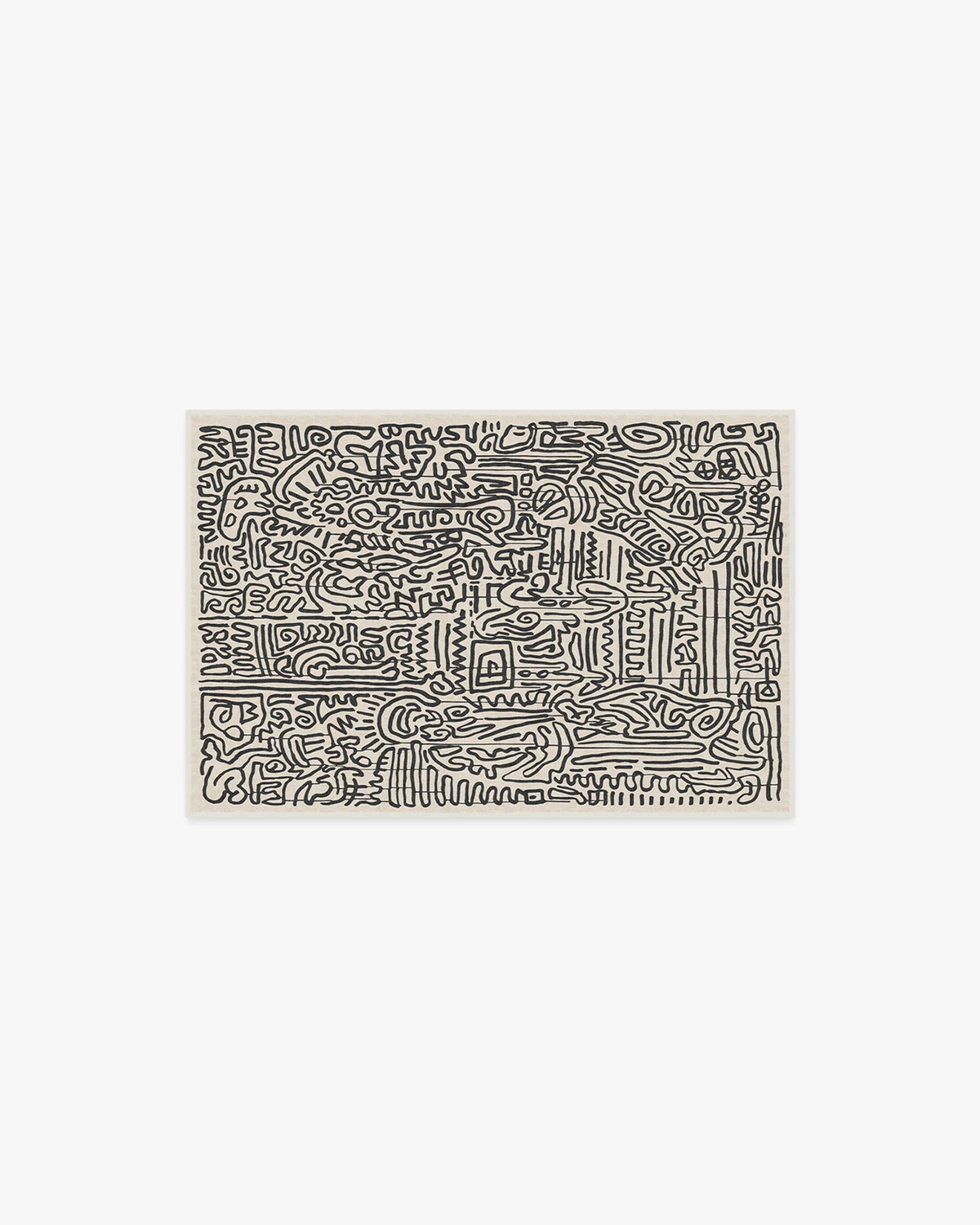 Freestyle Black & Ivory Flatwoven Rug by Keith Haring