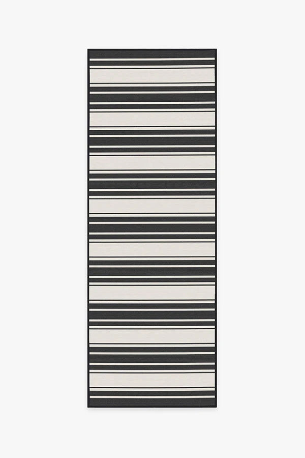 Marina Stripe Black Outdoor Rug