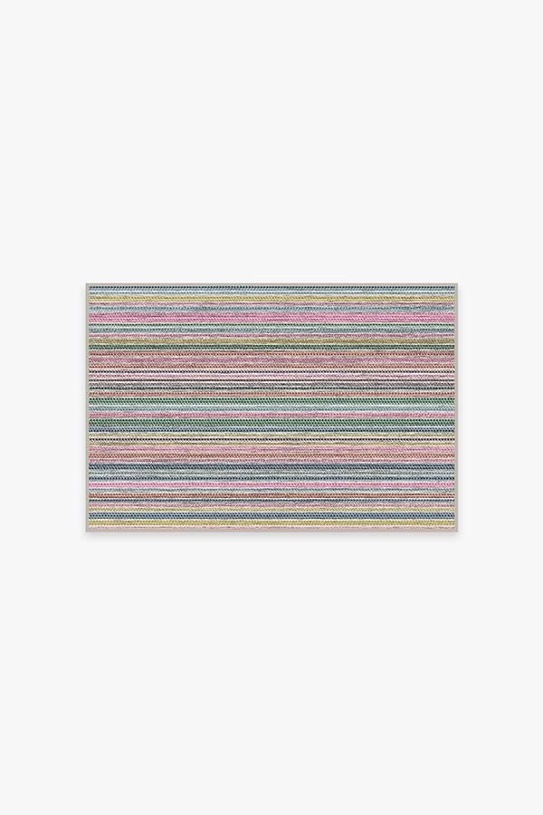 Multi Stripe Polychrome Flatwoven Rug