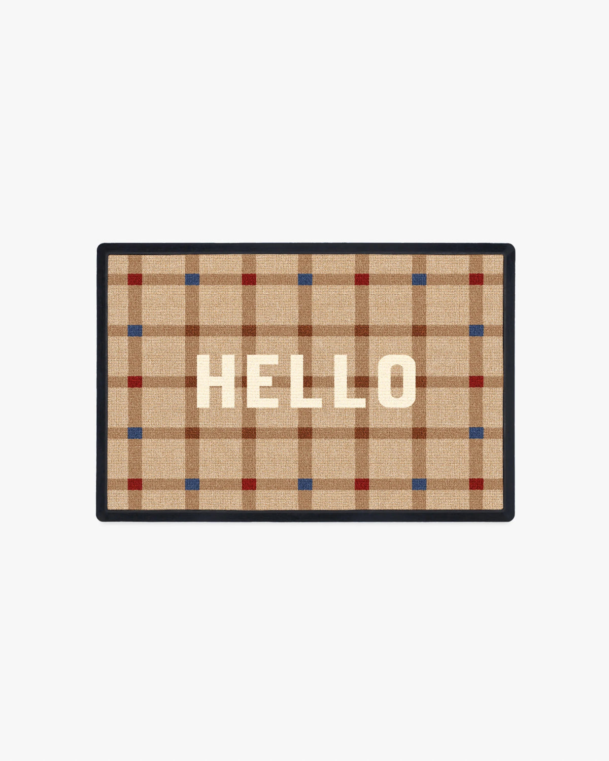 Hello Plaid Multicolor Doormat