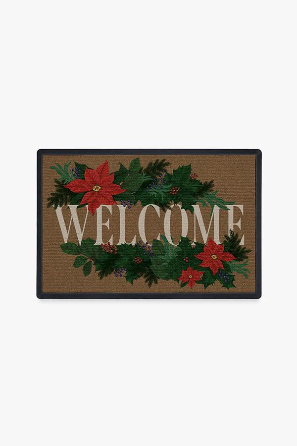 Poinsettia Greeting Doormat